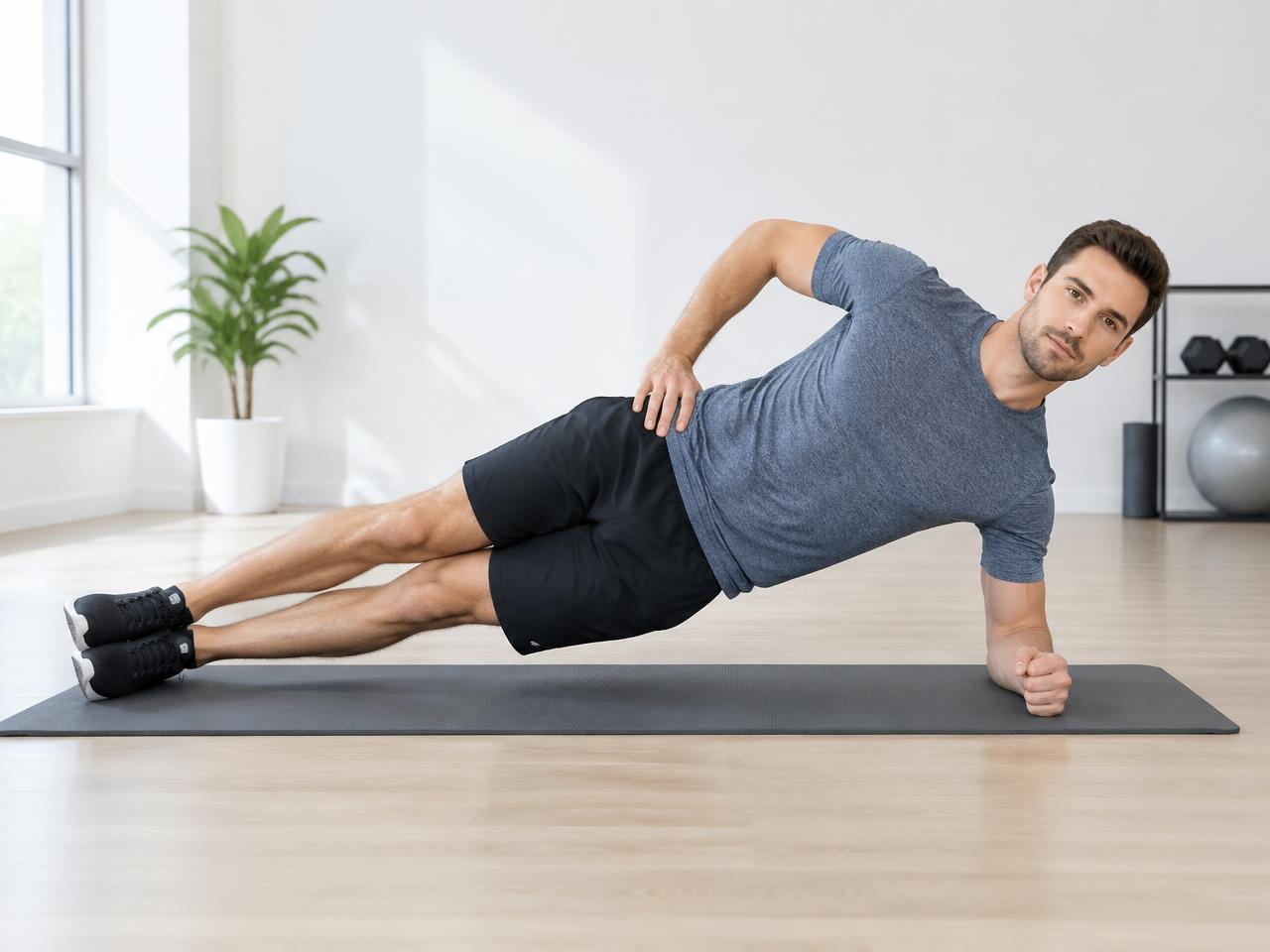 Side plank building core and hip stability in Mission Viejo, CA