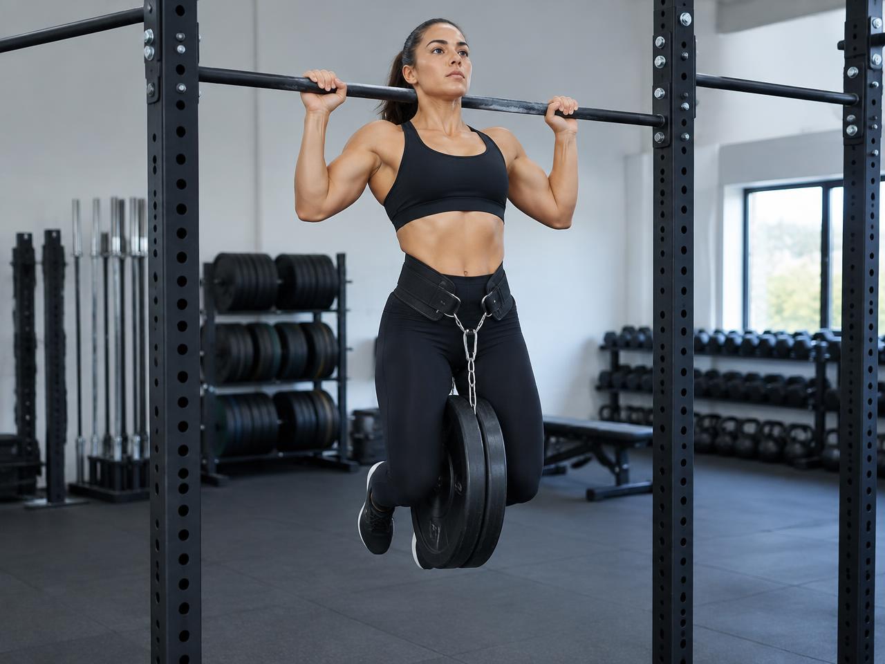 Weighted pull-ups building back strength in a Rancho Mission Viejo strength program